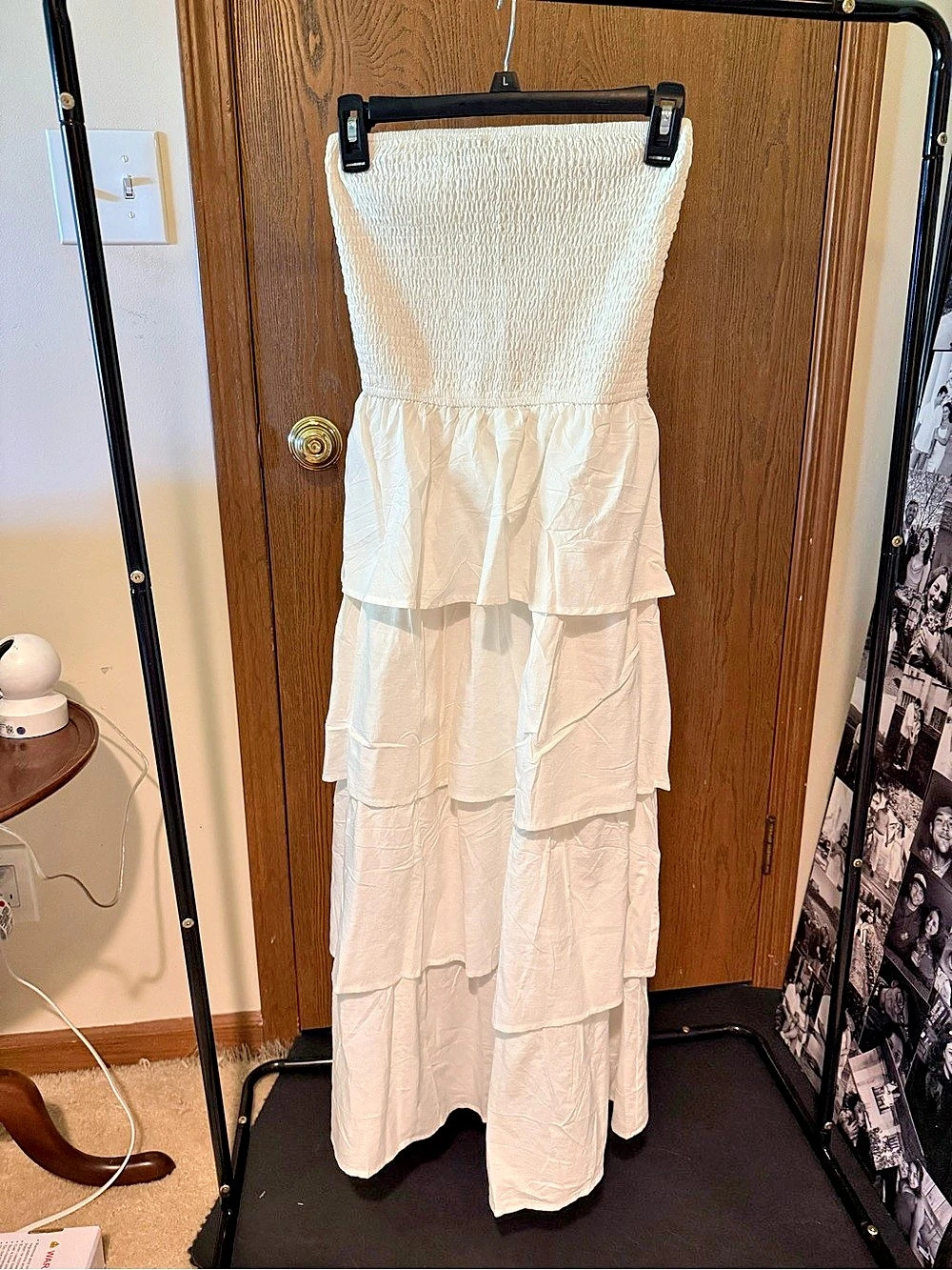 ZESICA Womens Summer Boho Strapless Maxi Dress in White